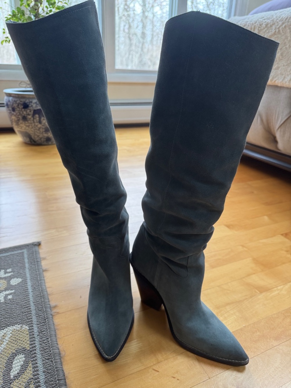 Sam Edelman Women's Knee-high Suede Boots - Slate Blue. Like new. 9.5.